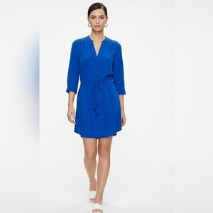 Babaton Aritzia Royal Blue 100% Silk Drawstring Waist Mini Dress Size M